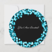 エレガントクリスマスパーティーターコイズスパークリー灯 招待状 (裏面)