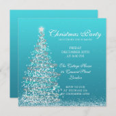 エレガントクリスマスパーティーターコイズ 招待状 (正面/裏面)