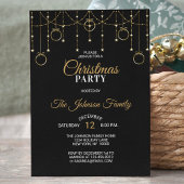エレガントクリスマスパーティーブラック金ゴールドグリッター星 招待状