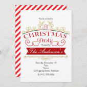 エレガントクリスマスパーティーホワイト&金ゴールド招待状 招待状 (正面/裏面)