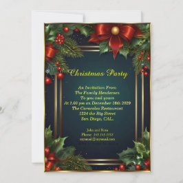エレガントクリスマスパーティーボーブルレッドホリデー 招待状