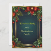 エレガントクリスマスパーティーボーブルレッドホリデー 招待状 (裏面)