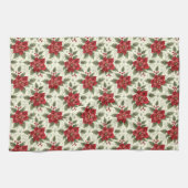 エレガントクリスマスパーティーポインセティシアキッチンタオル キッチンタオル (横)