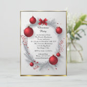 エレガントクリスマスパーティーレッドボーブル 招待状 (スタンド正面)