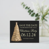 エレガントクリスマスパーティー日付金ゴールド黒を保存 案内ポストカード (スタンド正面)