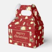 エレガントクリスマスパーティー赤金ゴールドパターン フェイバーボックス (正面サイド)