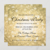 エレガントクリスマスパーティー金ゴールドウィンターワンダーランド 招待状 (正面/裏面)