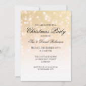 エレガントクリスマスパーティー金ゴールド《写真》ぼけ味の輝き 招待状 (正面)