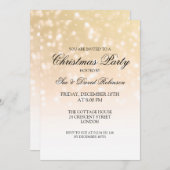 エレガントクリスマスパーティー金ゴールド《写真》ぼけ味の輝き 招待状 (正面/裏面)