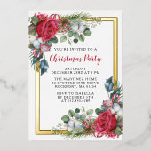 エレガントクリスマスパーティー金ゴールド 箔招待状 (正面)
