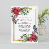 エレガントクリスマスパーティー金ゴールド 箔招待状 (立ち正面)