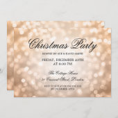 エレガントクリスマスパーティー銅グリッター灯 招待状 (正面/裏面)