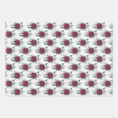 エレガントクリスマスパープルフローラダイヤモンドパターン ラッピングペーパーシート (正面3)