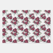 エレガントクリスマスパープルポインセチア花柄 ラッピングペーパーシート (正面3)