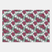 エレガントクリスマスパープルポインセチア花柄 ラッピングペーパーシート (正面2)