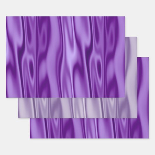 エレガントクリスマスパープル/ラベンダーサテントレンディー ラッピングペーパーシート (セット)