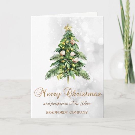 エレガントクリスマスパームツリーシーシェル《写真》ぼけ味 シーズンカード (正面)