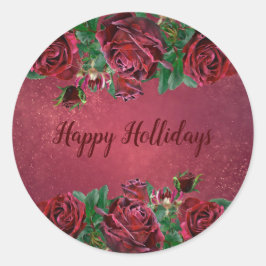 エレガントクリスマスピンクの花 ラウンドシール