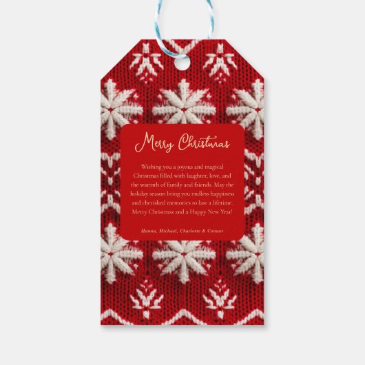 エレガントクリスマスファミリーフォトウィンタースクリプト ギフトタグ (裏面)