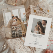 エレガントクリスマスファミリーフォトホリデーカード 招待状