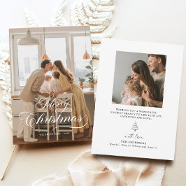 エレガントクリスマスファミリーフォトホリデーカード 招待状