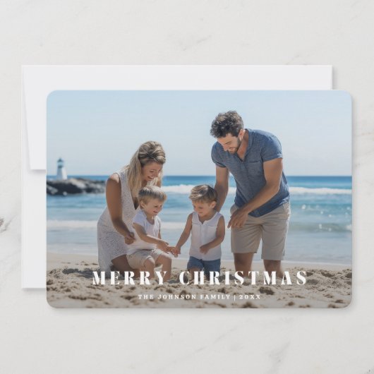 エレガントクリスマスファミリーフォトラ航海のイトハウス シーズンカード (正面)