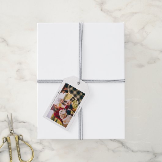 エレガントクリスマスファミリーポートレートフォトシンプル ギフトタグ (より糸付き)