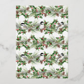 エレガントクリスマスフォトウォーターカラー緑の金ゴールド 箔シーズンカード (裏面)