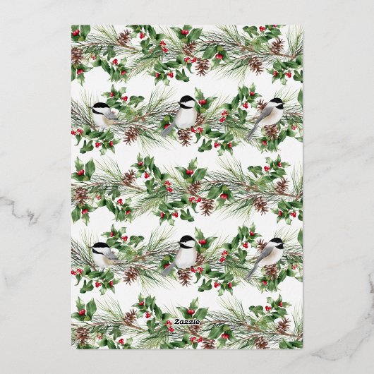 エレガントクリスマスフォトウォーターカラー緑の金ゴールド 箔シーズンカード (裏面)