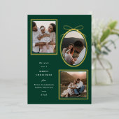 エレガントクリスマスフォトカード | 3枚の写真レイアウト 箔シーズンカード (立ち正面)