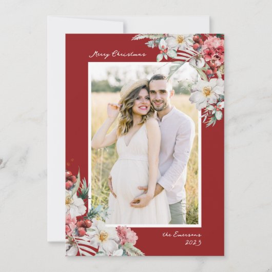 エレガントクリスマスフォトコラージホリデーカード シーズンカード (正面)