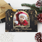 エレガントクリスマスフォトフェスティバル金ゴールド シーズンポストカード