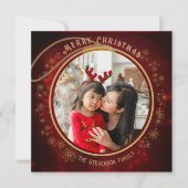 エレガントクリスマスフォトレッド金ゴールド星 シーズンカード (正面)