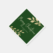 エレガントクリスマスフォレストグリーンと離れ金ゴールド スタンダードカクテルナプキン (角)