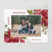 エレガントクリスマスフラワーハッピーホリデーズファミリー ポストカード (正面)