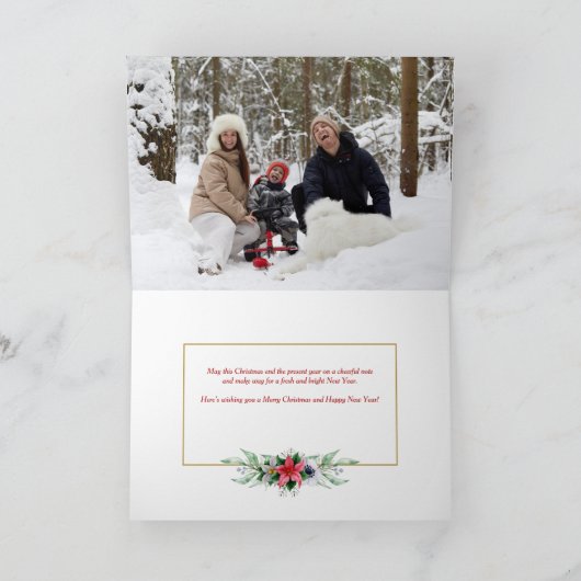 エレガントクリスマスフローラと書道写真 シーズンカード (内部)