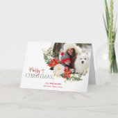 エレガントクリスマスフローラと書道写真 シーズンカード (正面)