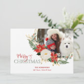 エレガントクリスマスフローラと書道写真 シーズンカード (スタンド正面)