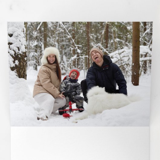 エレガントクリスマスフローラと書道写真 三つ折りクリスマスカード (内部最初)