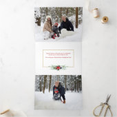 エレガントクリスマスフローラと書道写真 三つ折りクリスマスカード (内部)