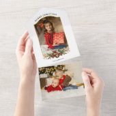 エレガントクリスマスフローラアーチ写真 オールインワン招待状 (貼ってはがせる)