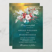 エレガントクリスマスフローラオンモダング結婚リー 招待状 (正面/裏面)