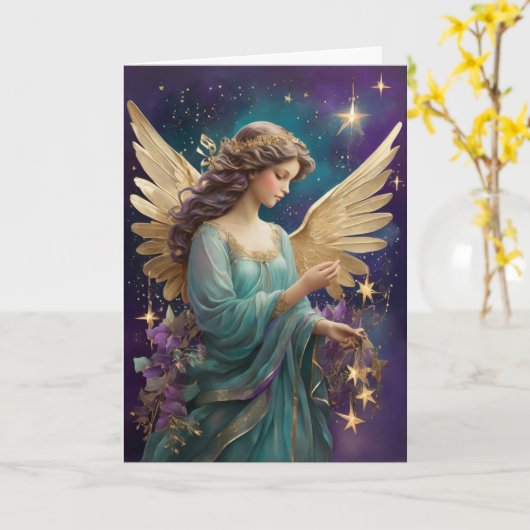 エレガントクリスマスフローラカスタム文字 カード (黄色い花)