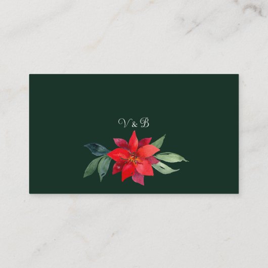 エレガントクリスマスフローラグリーンウェディングレセプション エンクロージャーカード (裏面)