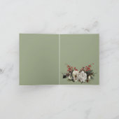 エレガントクリスマスフローラグリーンフォールドホリデーカード シーズンカード (内部)