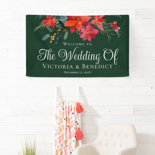 エレガントクリスマスフローラグ結婚リーン 横断幕 (インサイチュ)