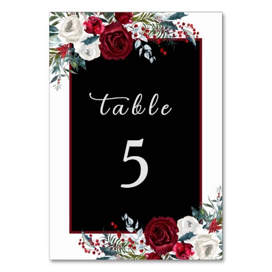 エレガントクリスマスフローラバラホリ結婚ーズ テーブルナンバー (正面)