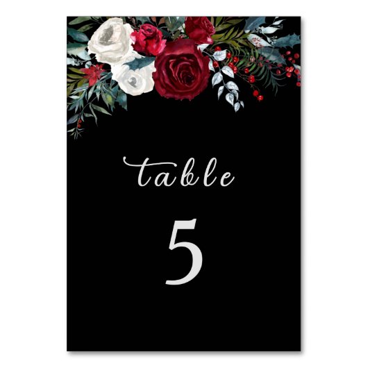 エレガントクリスマスフローラバラホリ結婚ーズ テーブルナンバー (裏面)