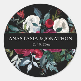 エレガントクリスマスフローラバラホリ結婚ーズ ラウンドシール