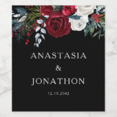 エレガントクリスマスフローラバラホリ結婚ーズ ワインラベル (シングルラベル)